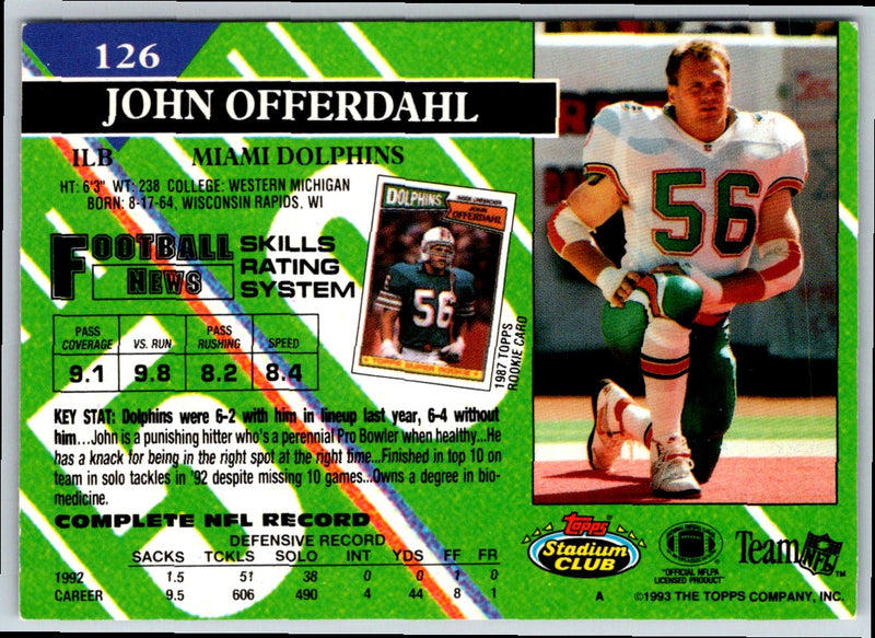 1993 Stadium Club John Offerdahl