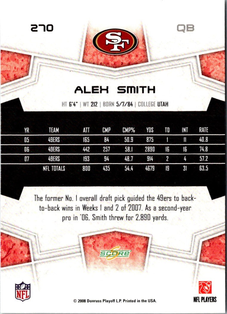 2008 Score Alex Smith QB