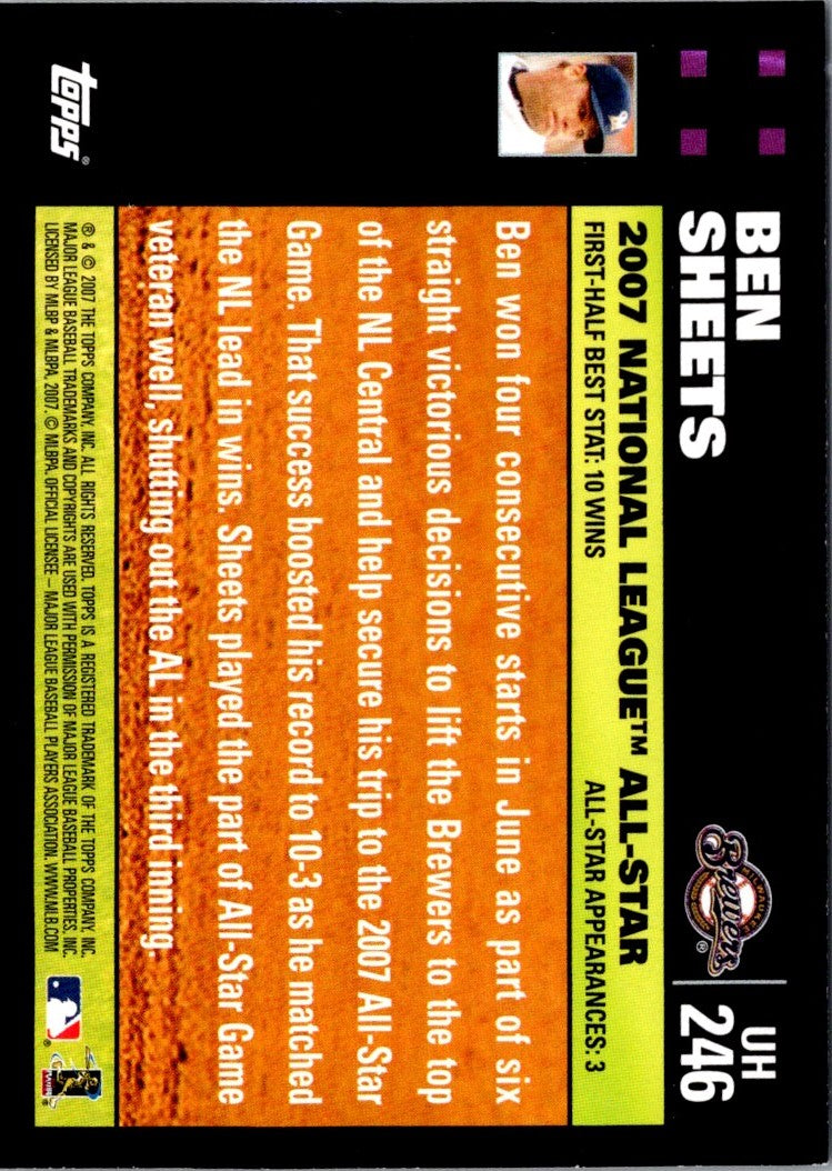 2007 Topps Updates & Highlights Ben Sheets