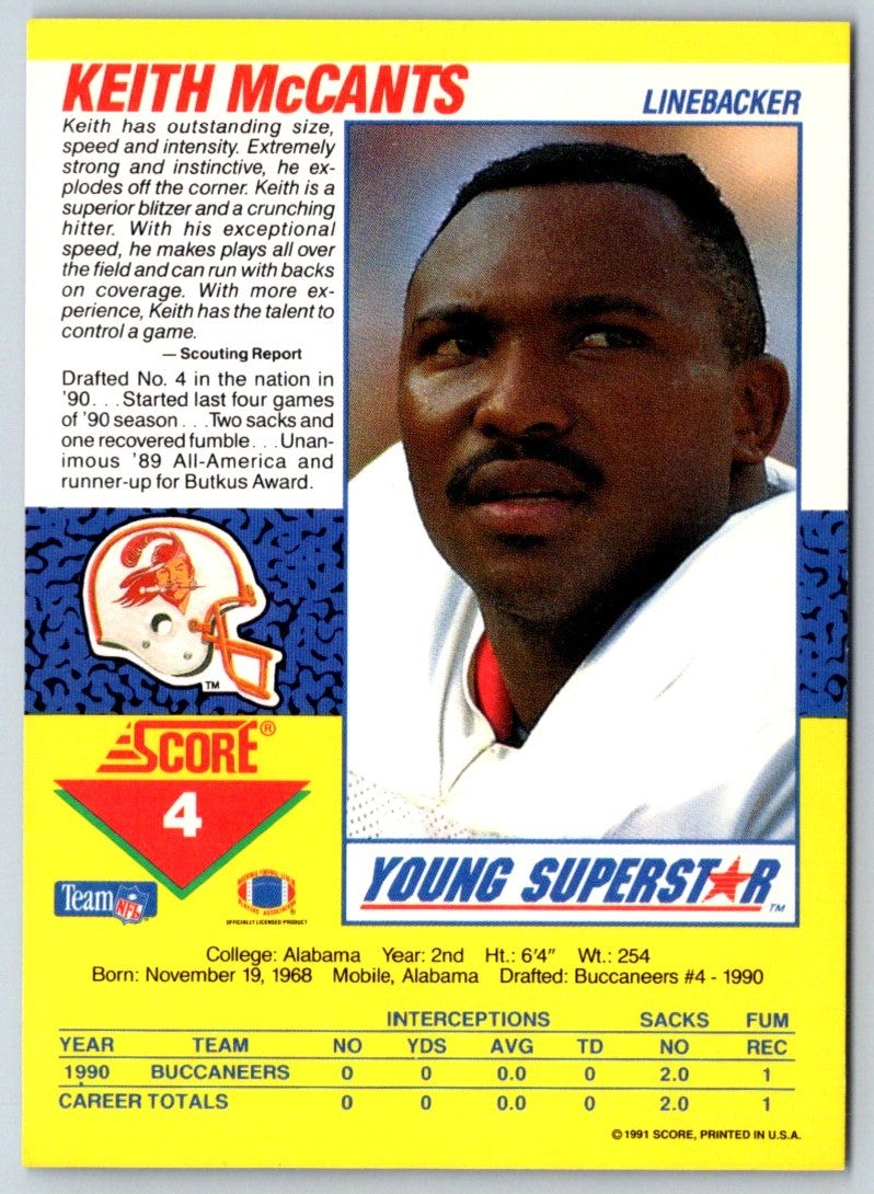 1991 Score Young Superstars Keith McCants