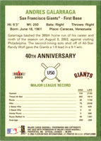 2003 Fleer Tradition Update Andres Galarraga #U50