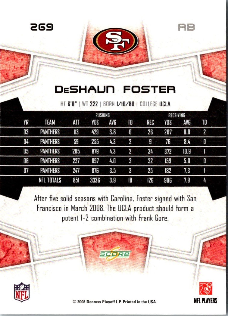 2008 Score Super Bowl XLIII Deshaun Foster