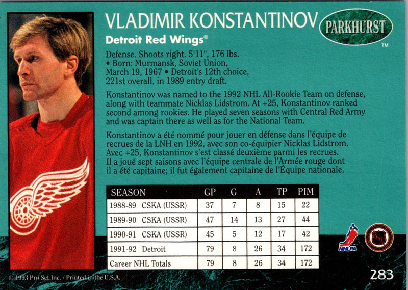 1992 Parkhurst French Vladimir Konstantinov