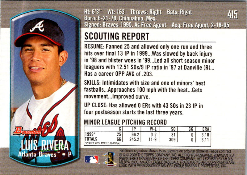 2000 Bowman Luis Rivera