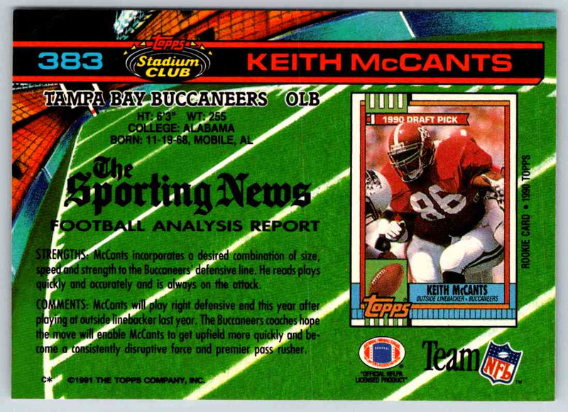 1991 Topps Stadium Club Football Keith McCants
