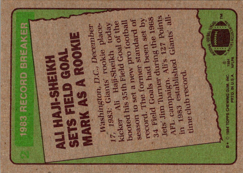 1984 Topps Ali Haji-Sheikh