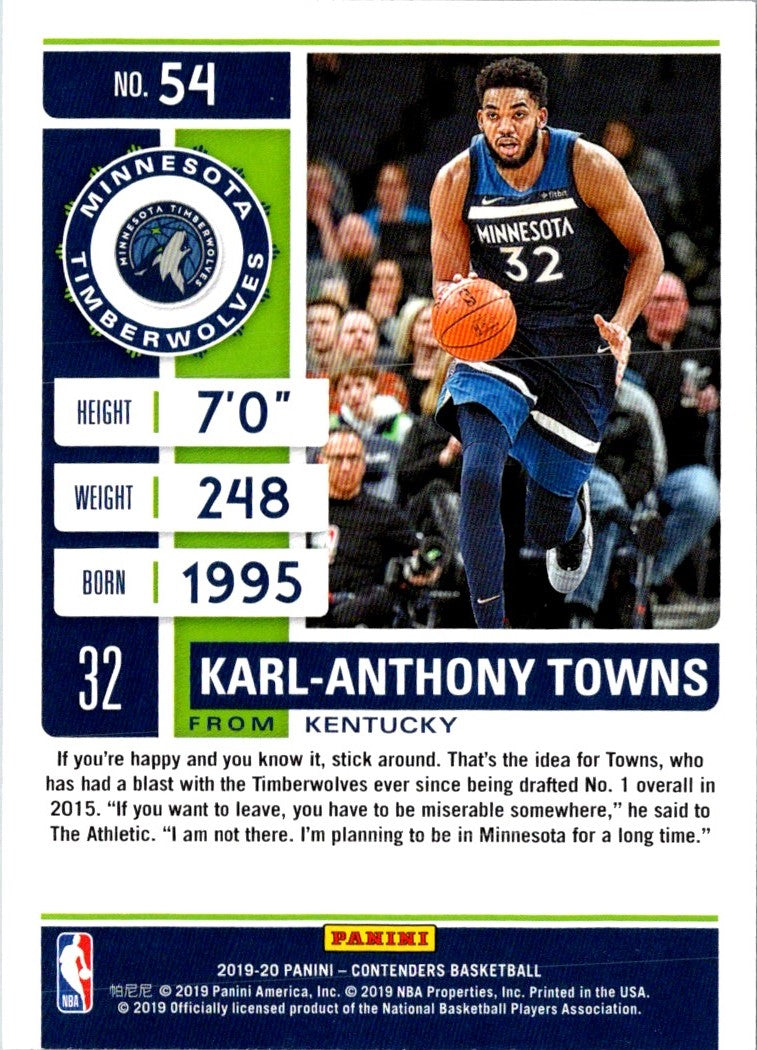 2019 Panini Contenders Karl-Anthony Towns