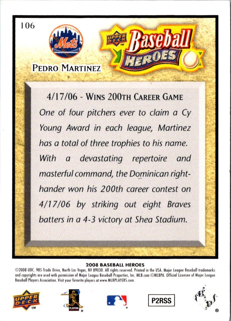 2008 Upper Deck Baseball Heroes Pedro Martinez