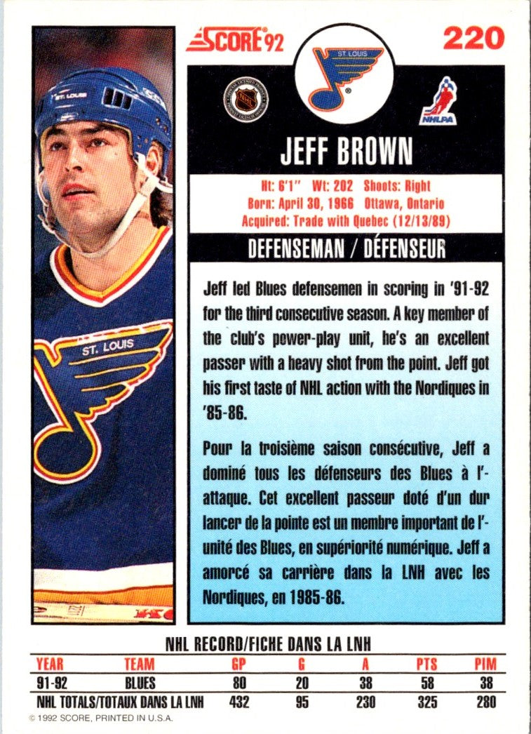 1992 Score Jeff Brown