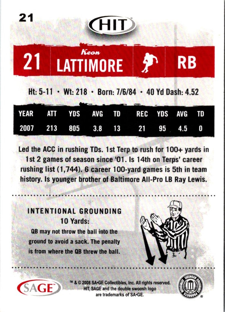 2008 SAGE HIT Keon Lattimore