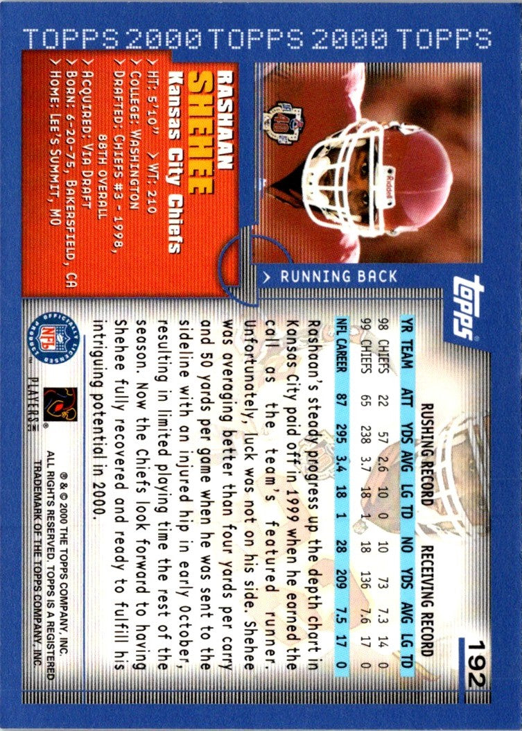 2000 Topps Rashaan Shehee