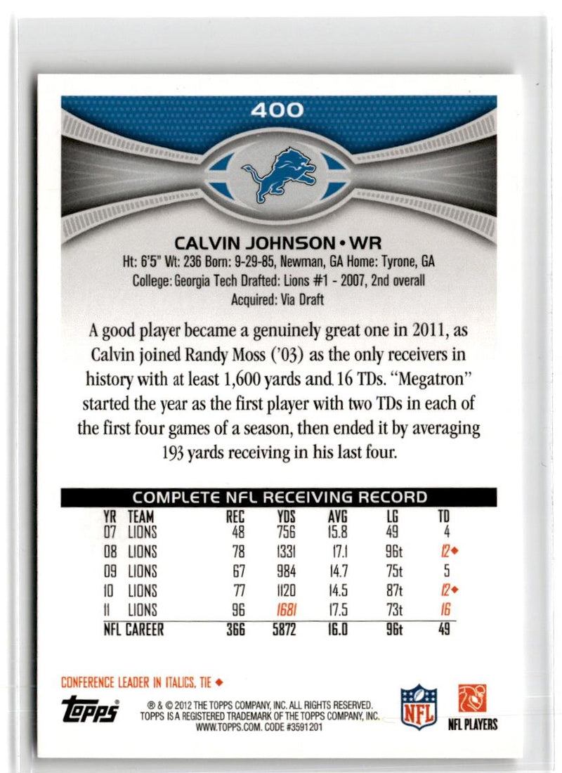 2012 Topps Chrome Pink Refractors Calvin Johnson