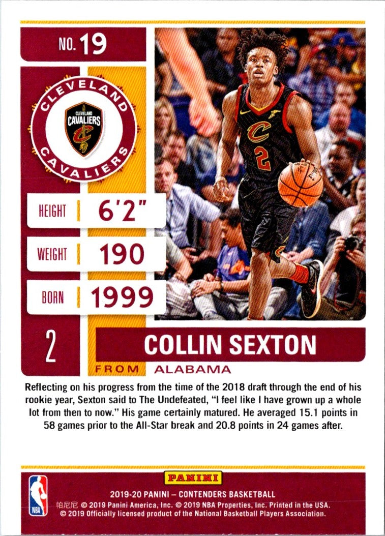 2019 Panini Contenders Collin Sexton