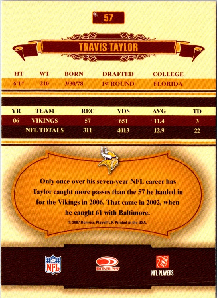 2007 Donruss Classics Travis Taylor