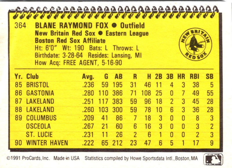1991 ProCards Blane Fox