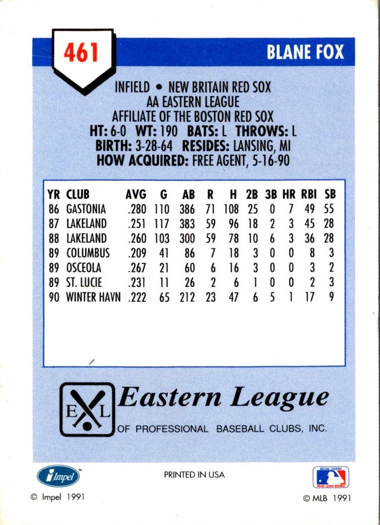 1991 Line Drive AA Blane Fox
