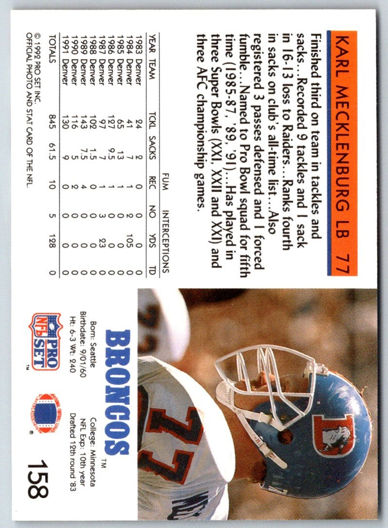 1992 Pro Set Karl Mecklenburg