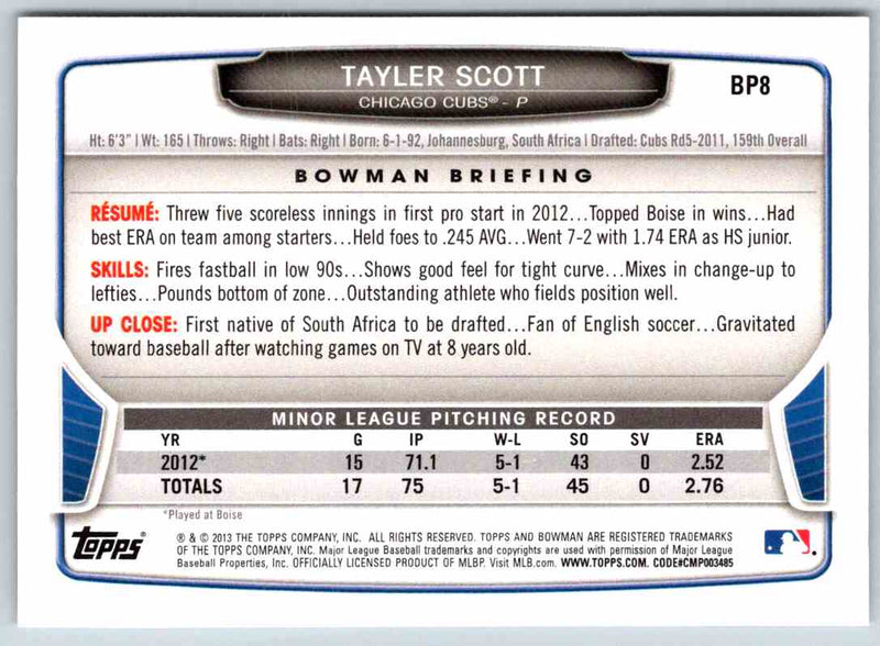 2013 Bowman Tayler Scott