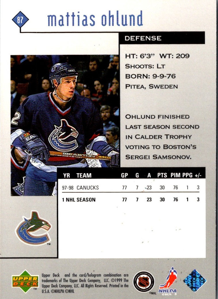 1998 Upper Deck Black Diamond Mattias Ohlund