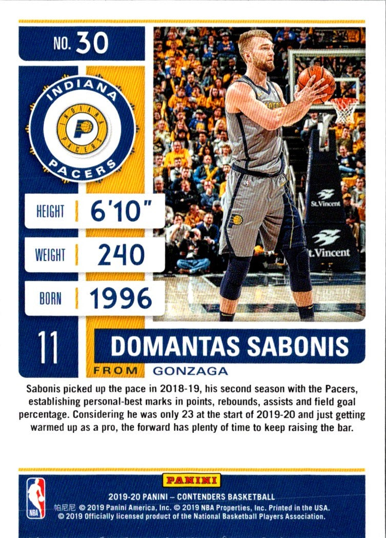 2019 Panini Contenders Domantas Sabonis