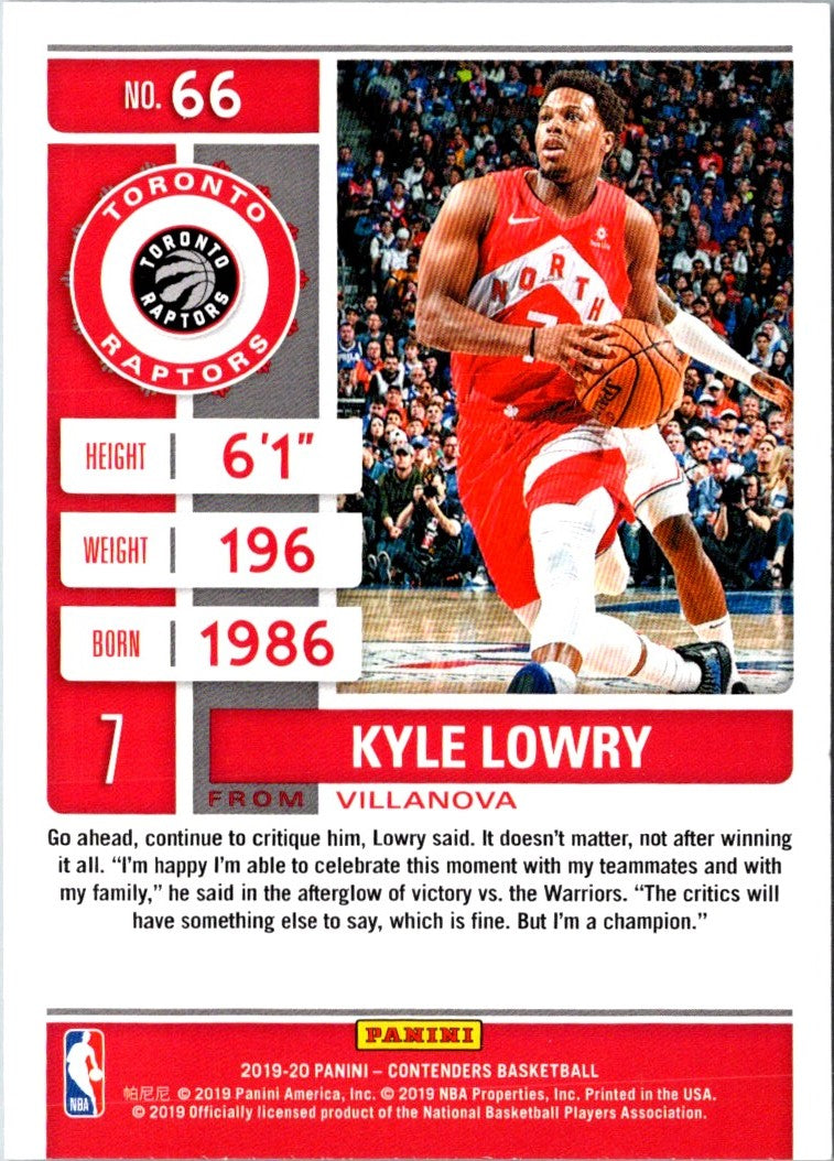 2019 Panini Contenders Kyle Lowry