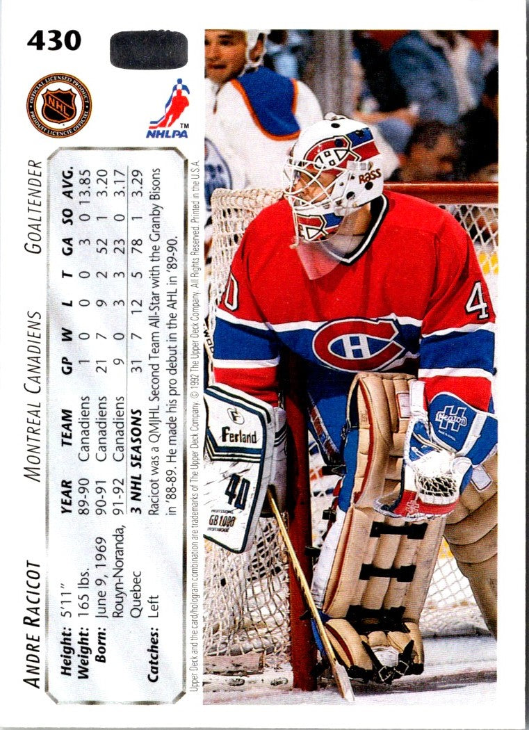 1992 Upper Deck Andre Racicot