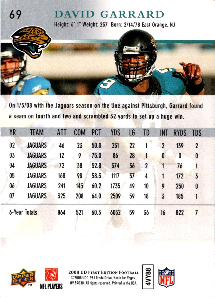 2008 Upper Deck First Edition David Garrard