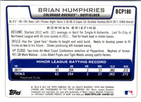 2012 Bowman Chrome Prospects Brian Humphries #BCP180