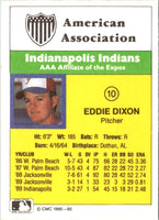 1990 CMC Indianapolis Indians Eddie Dixon #10