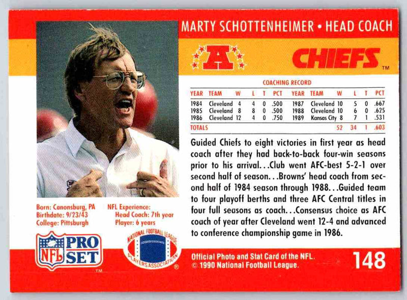 1990 Pro Set Marty Schottenheimer