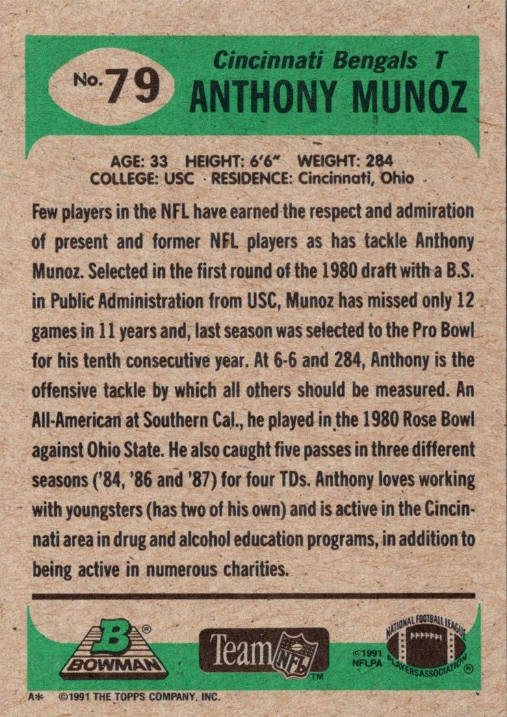 1991 Bowman Anthony Munoz