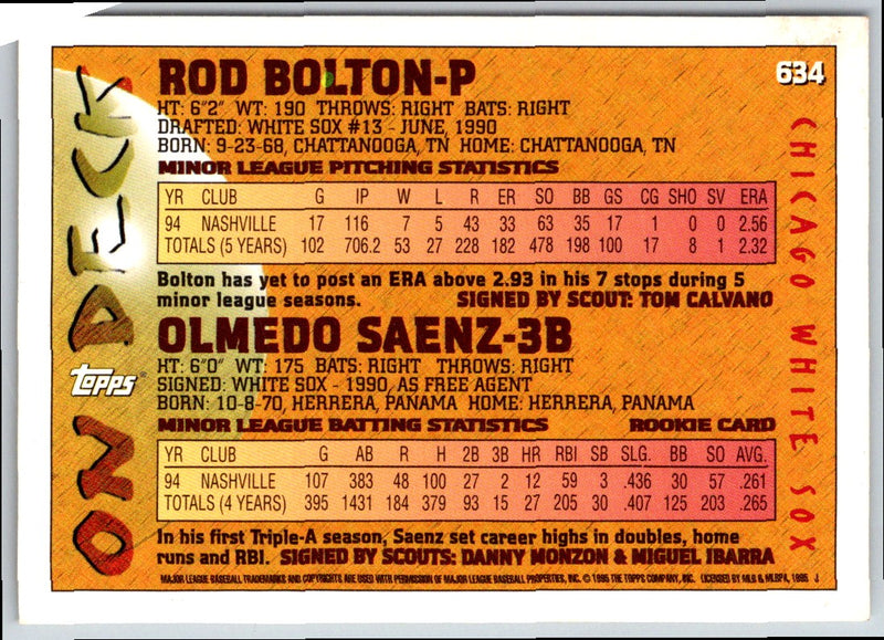 1995 Topps Rodney Bolton/Olmedo Saenz