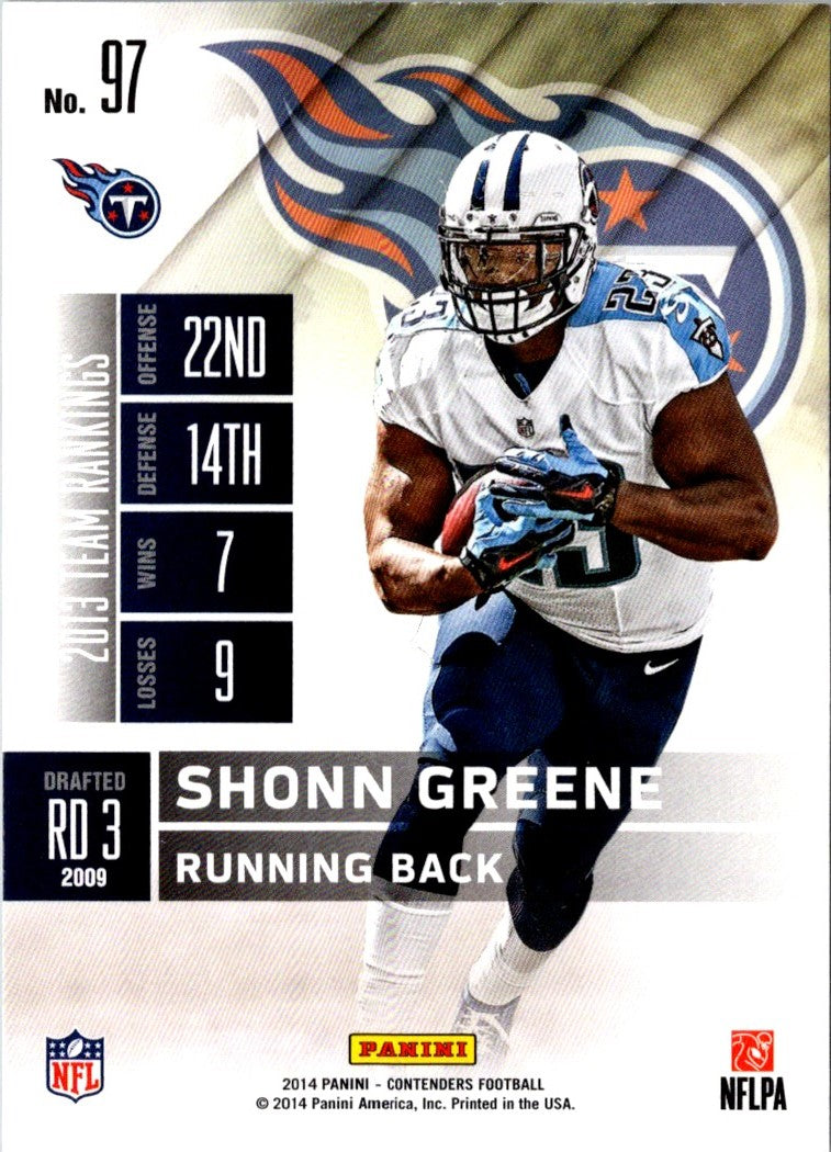 2014 Panini Contenders Shonn Greene