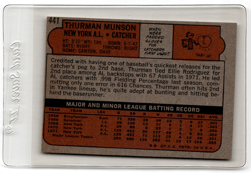1972 Topps Thurman Munson