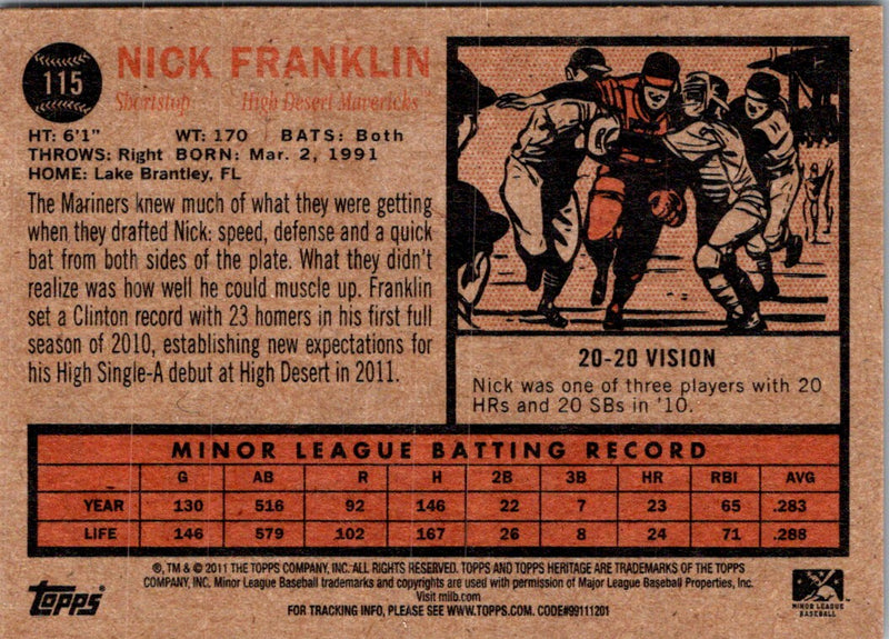 2011 Topps Heritage Minor League Nick Franklin