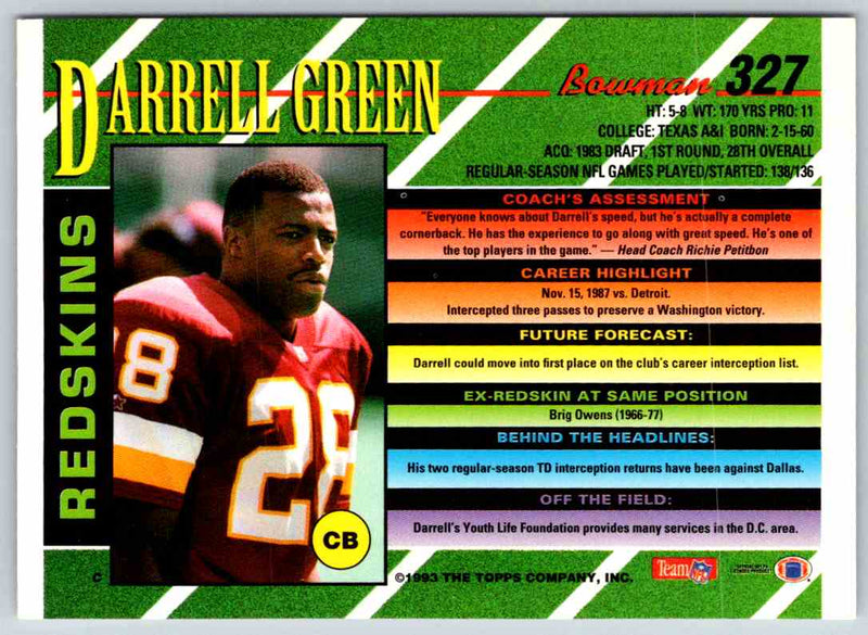 1993 Bowman Football Darrell Green