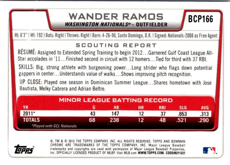 2012 Bowman Chrome Prospects Wander Ramos