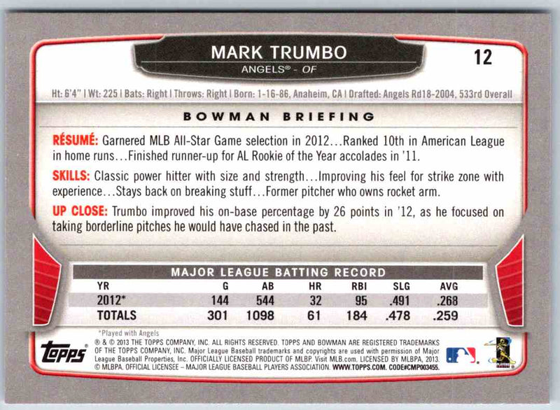 2013 Bowman Mark Trumbo