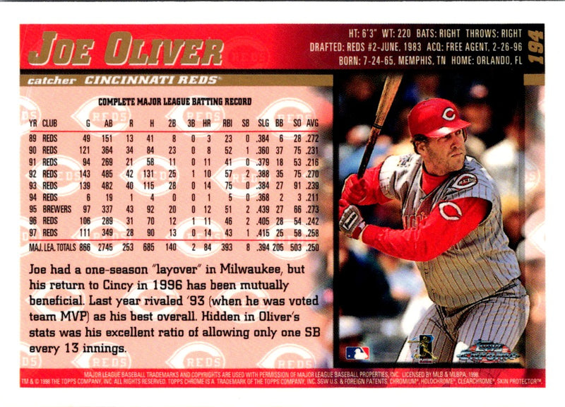 1998 Topps Chrome Joe Oliver