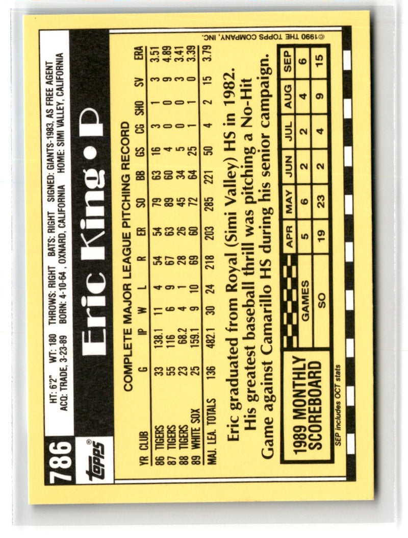 1990 Topps Tiffany Eric King