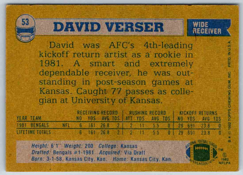 1982 Topps David Verser