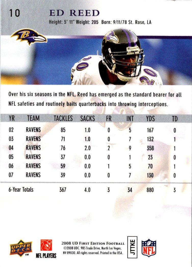 2008 Upper Deck First Edition Ed Reed