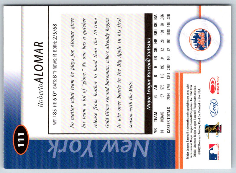 2002 Leaf Certified Roberto Alomar