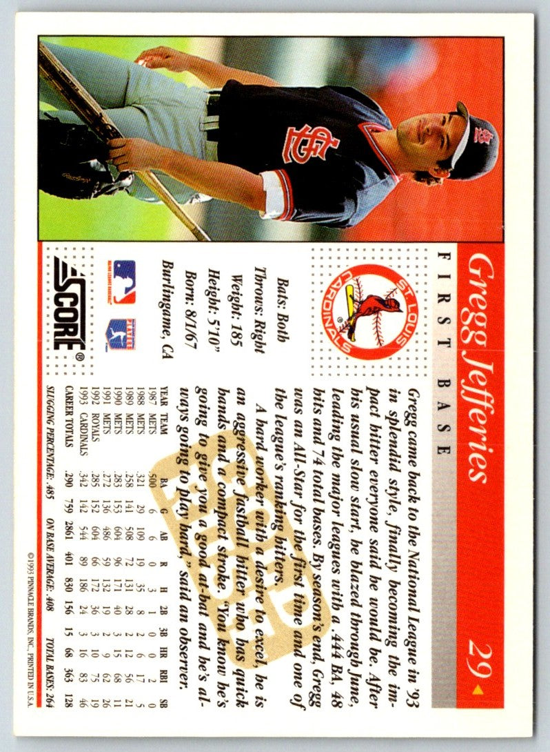 1994 Score Gregg Jefferies