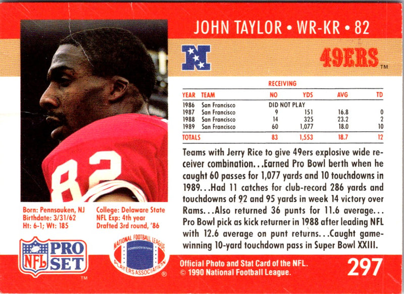 1990 Pro Set FACT Cincinnati John Taylor