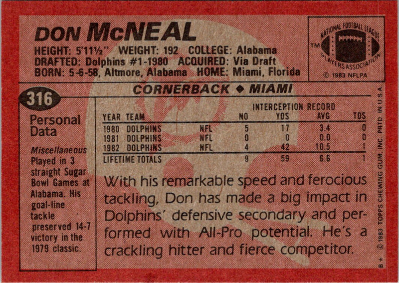 1983 Topps Don McNeal