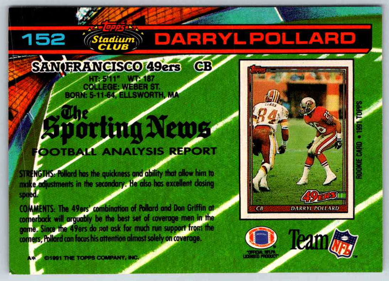 1991 Topps Stadium Club Football Darryl Pollard