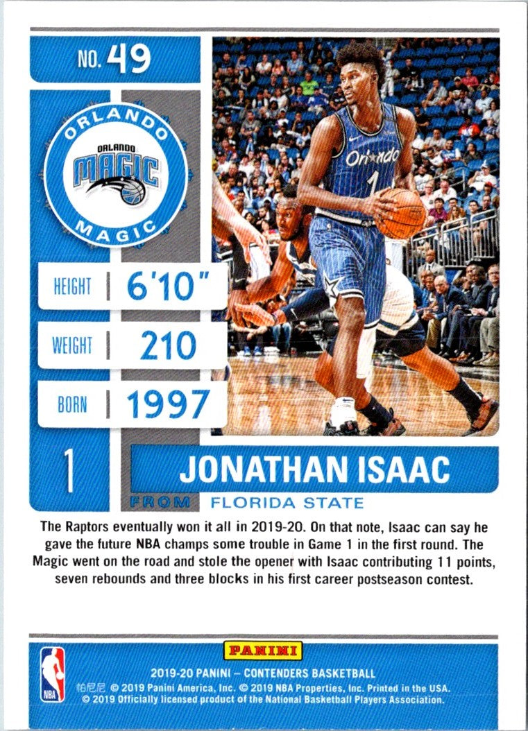 2019 Panini Contenders Jonathan Isaac