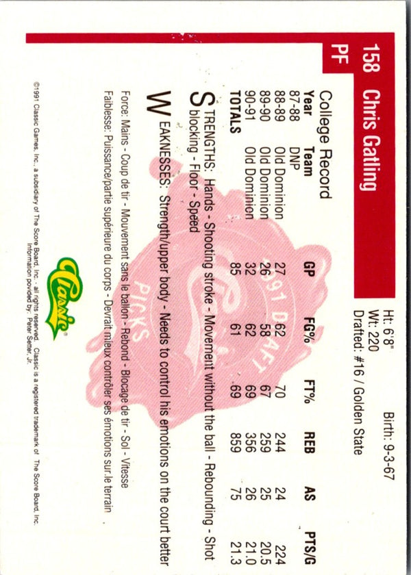 1991 Front Row Chris Gatling #14