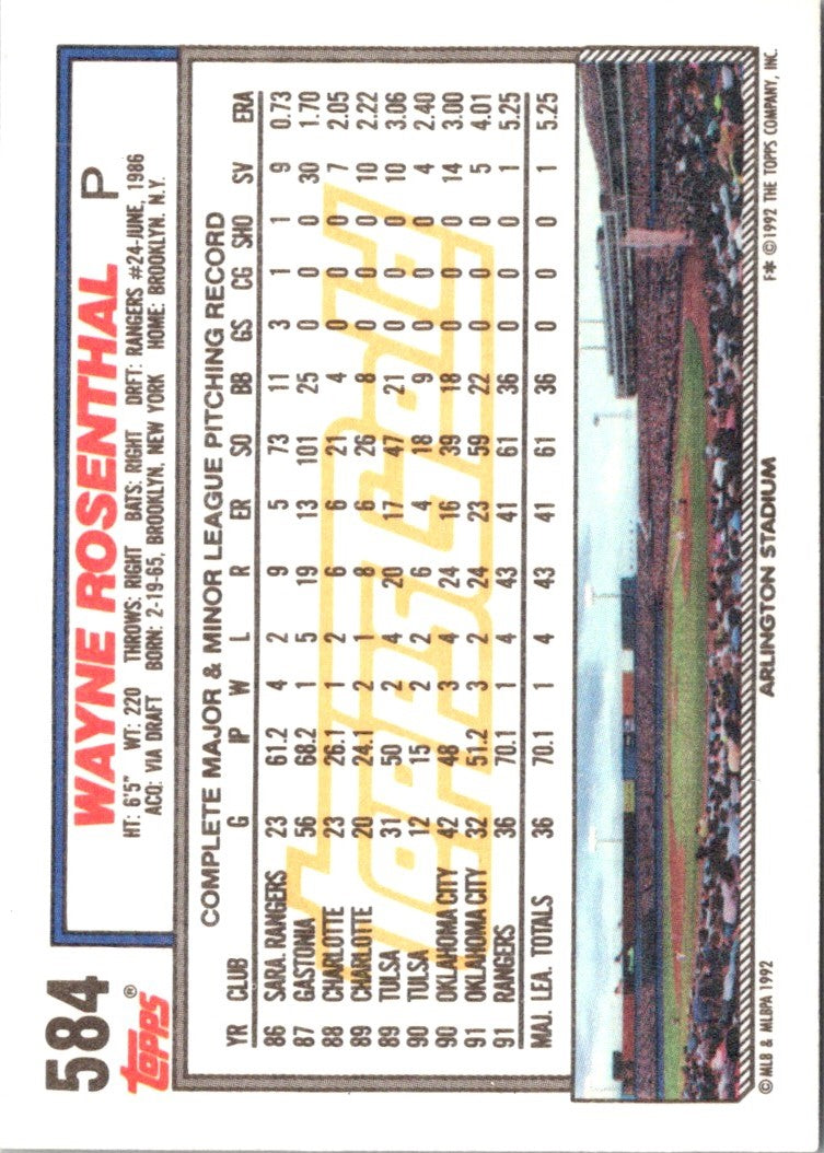 1992 Topps Gold Winners Wayne Rosenthal